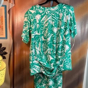 Vintage 90’s‎ green & white 2 piece top & skirt drop waist 126 40” chest NWT